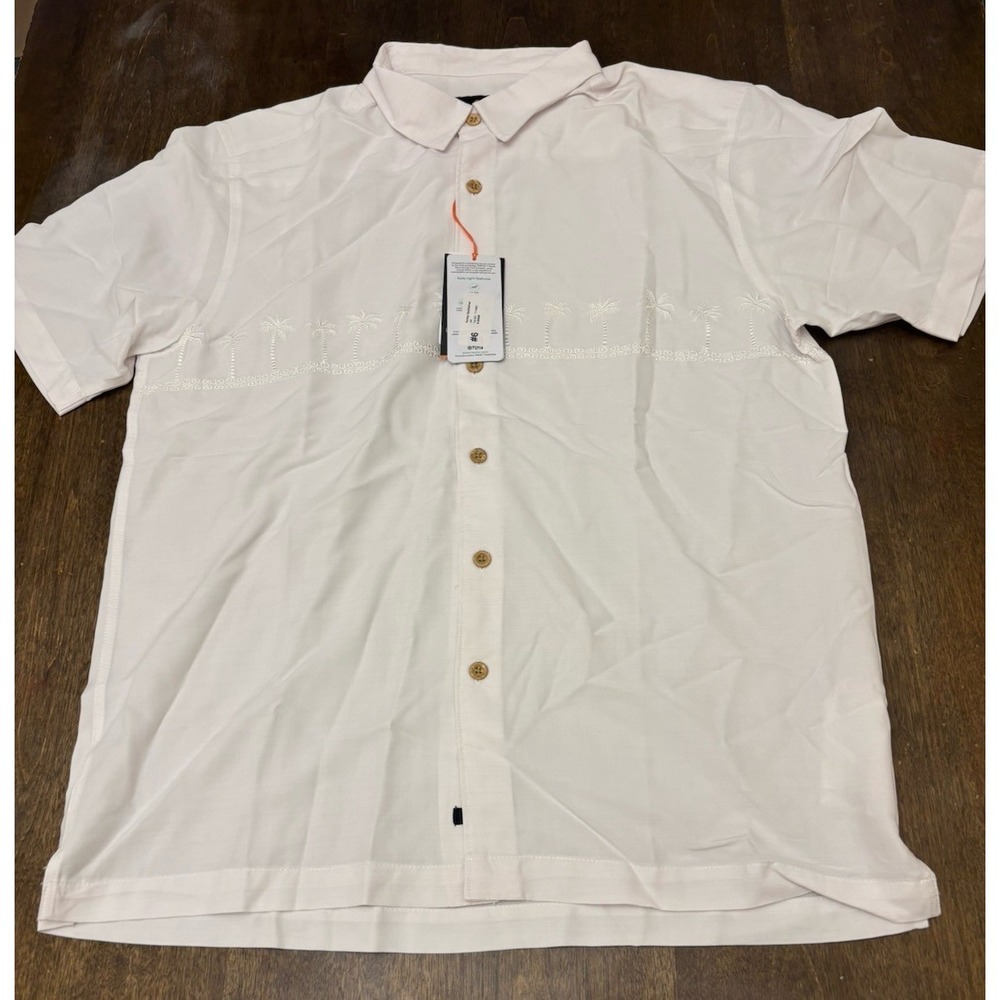 Quiksilver Waterman Mens Tahiti Palms Embroidered Shirt White Medium QMM15SW049